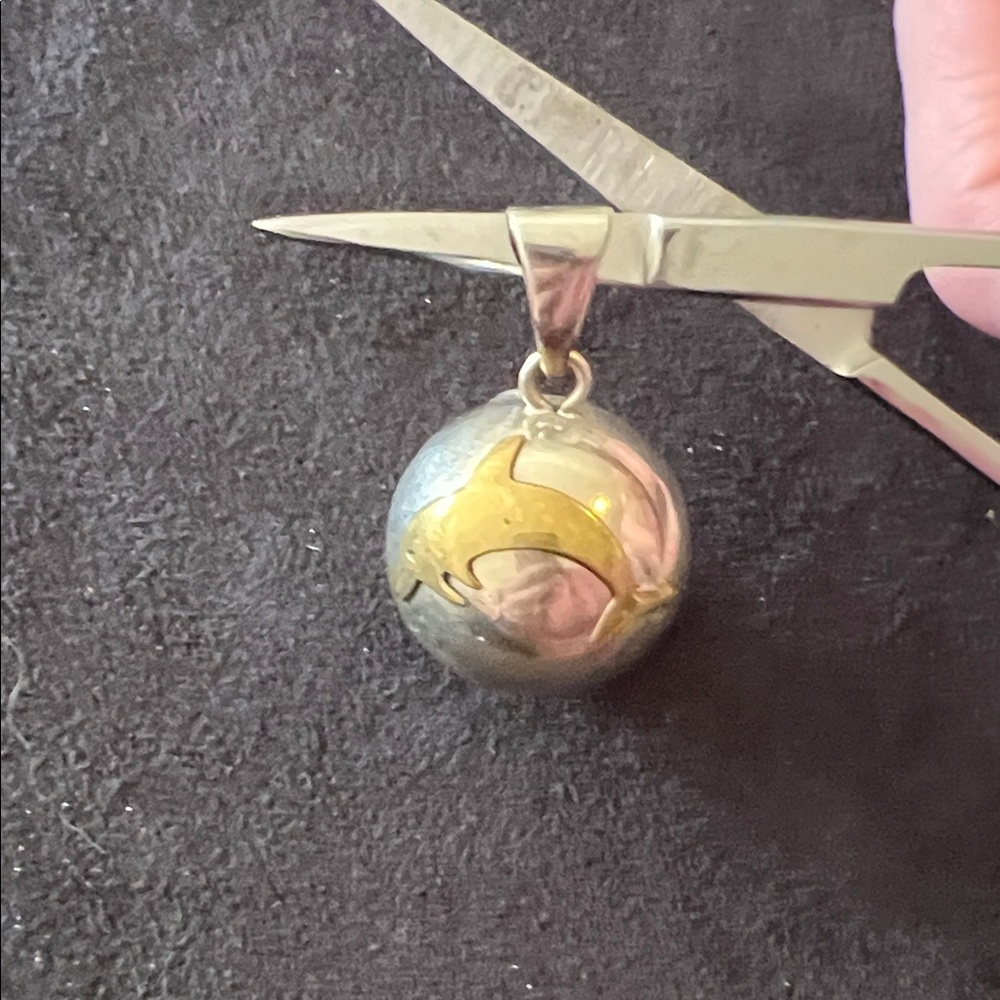 Vintage Sterling Silver & Brass large harmony ball pendant
